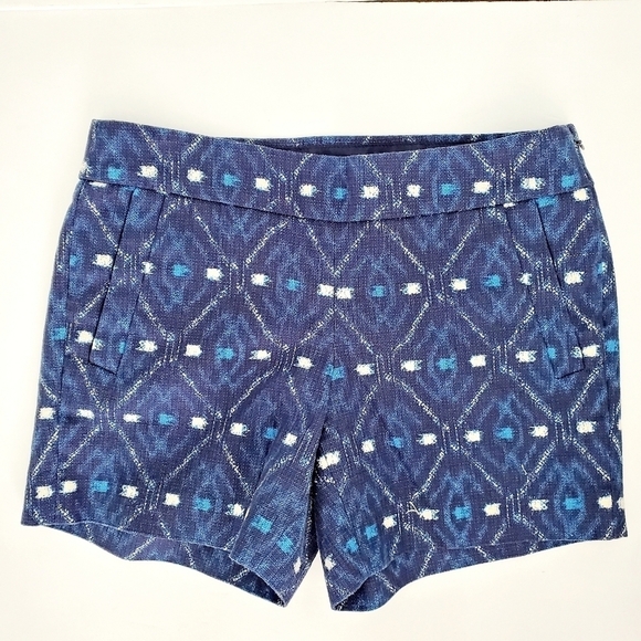 J. Crew Blue Print Cotton Shorts - Picture 1 of 5